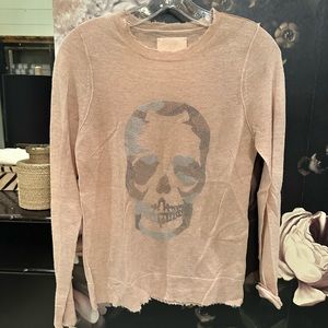 Pink thin cashmere sweater skull